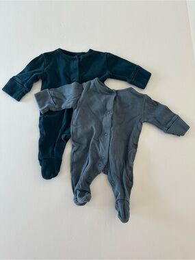 NEXT Baby Footie Coverall Organic Cotton Bundle Of 2 Newborn 0-3 Months